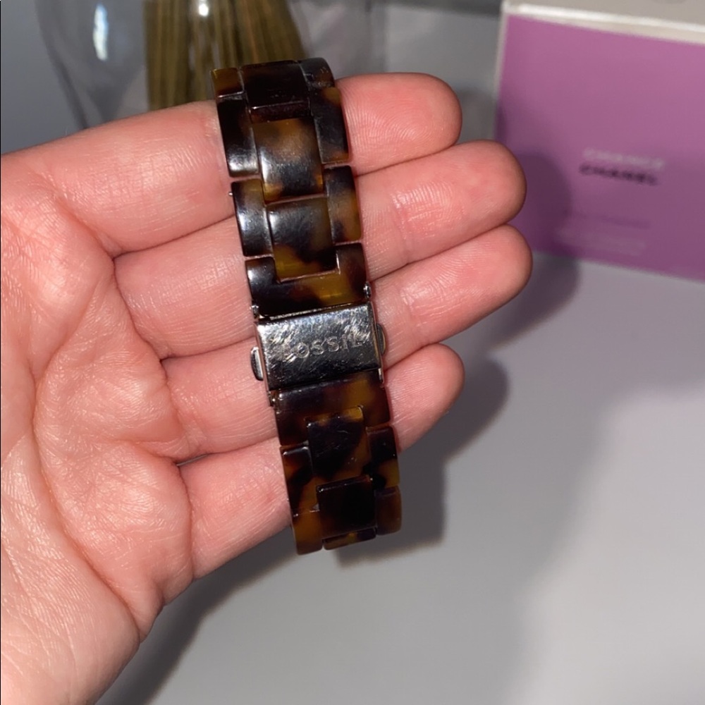 Fossil Tortoise Shell Rhinestone Watch - Picture 2 of 3